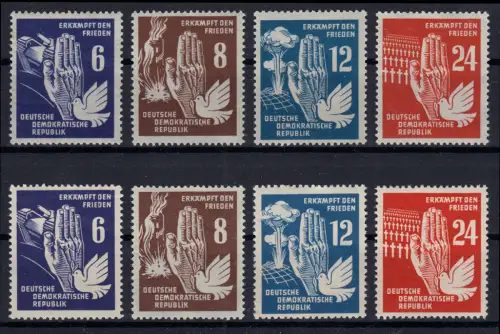 276-279 Frieden - je ein Satz auf dünnem und dickem Papier, kpl. postfrisch **