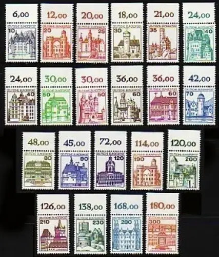913 ff Burgen und Schlösser 21 Werte, Oberrand-Satz, ** postfrisch