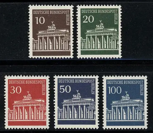 286-290 Brandenburger Tor kpl. mit Zählnummer, Satz **