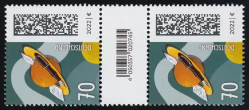 3670 Brief auf Umlaufbahn 70 C. aus 200er, Paar mit Nr., Codierfeld, ohne Nr. **