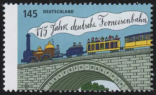 3070 Ferneisenbahn 145 Cent aus 200-Rolle mit rückseitiger Nummer 5, **