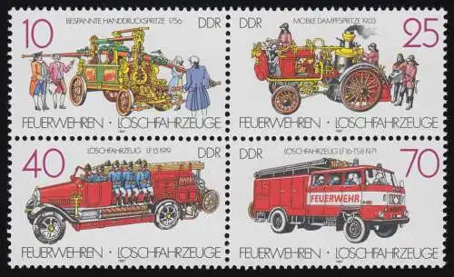 3101-3104 Feuerwehr-Vbl. 3101 mit Plattenfehler PLF Punkt über WE, postfrisch **