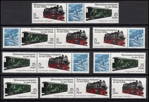 2629-2632 Eisenbahn - Schmalspurbahnen 1981, 12 ZD und 4 Ezm, Set postfrisch **