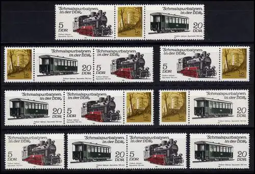 2629-2632 Eisenbahn - Schmalspurbahnen 1981, 12 ZD und 4 Ezm, Set postfrisch **