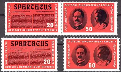 1154-1155 aus Block 25, Luxemburg Liebknecht 1 ZD + 2 Ezm, Set postfrisch **