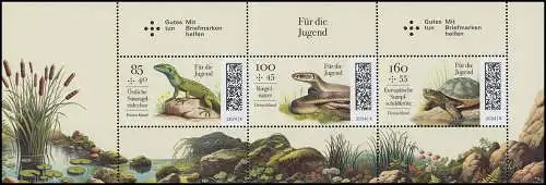 HBl. 60 Jugendmarken Reptilien, Zusammendruck gefaltet aus MH 129, **