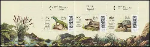 129 MH Jugend 2024 - Reptilien, postfrisch ** / MNH