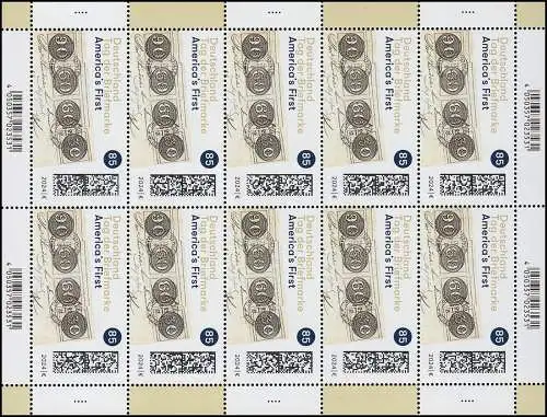 3822 America´s First, Ochsenaugen, Zehnerbogen postfrisch **/MNH