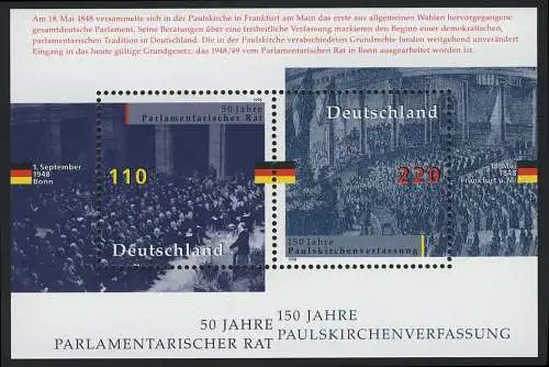 Block 43 Par. Rat / Paulskirche Verfassung - Set zu 10 Stück, alle postfrisch **