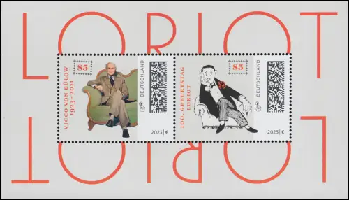 Block 92 Geburtstag von Bülow und Loriot, Set zu 10 Stück, alle postfrisch **