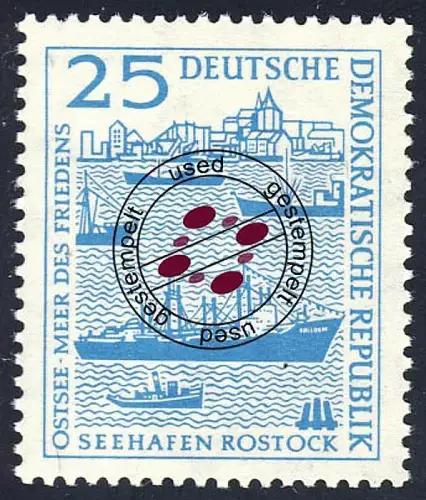 664 Seehafen Rostock 25 Pf, gestempelt O