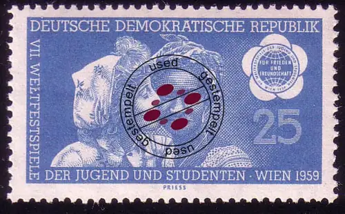 706 Weltfestspiele 25 Pf, gestempelt O