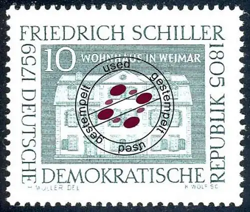 733 Friedrich Schiller 10 Pf O