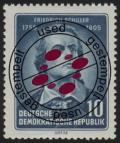 465A XI Friedrich Schiller 10 Pf, dancé, Wz. XI, cacheté O