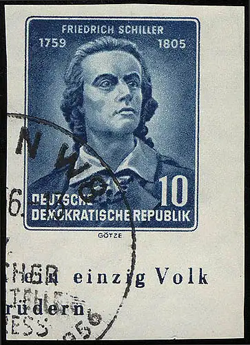 465B XI Friedrich Schiller 10 Pf LUNGEZÄHENT, Wz. XI, cachet O