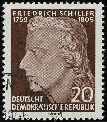 466A YI Friedrich Schiller 20 Pf, dancé, Wz. Yl, cacheté O