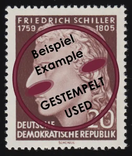 466A YII Friedrich Schiller 20 Pf, gezähnt, Wz. YII, gestempelt O