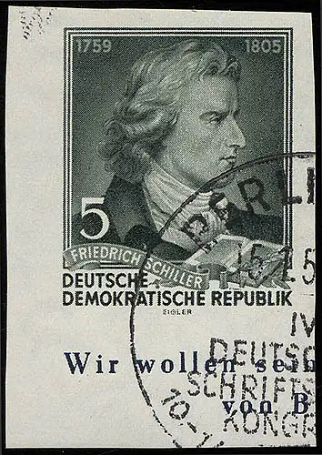 464B XI Friedrich Schiller 5 Pf LUNGEZÄHENT, Wz. XI, cachet O