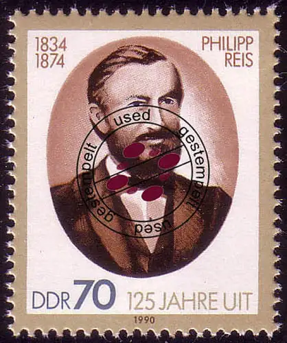 3336 Fernmeldeunion 70 Pf 1990 aus Block 101, gestempelt O