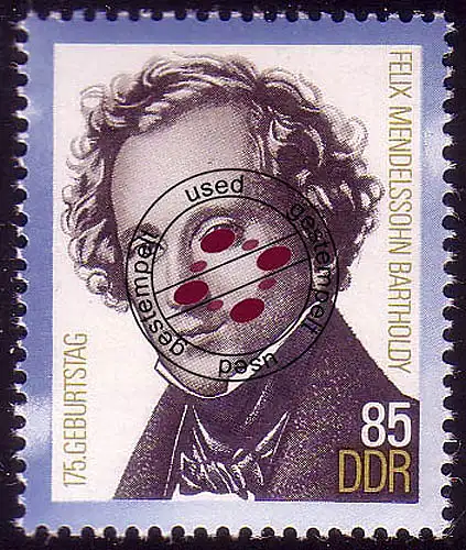 2852 Felix Mendelssohn Bartholdy aus Block 76 O gestempelt