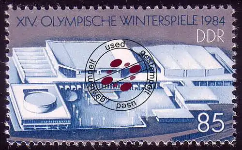 2843 Olympische Winterspiele Sarajevo 85 Pf aus Block 74 O gestempelt