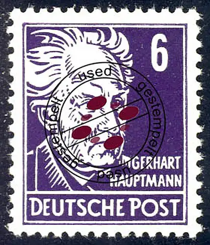 328 Gerhard Hauptmann 6 Pf, gestempelt O