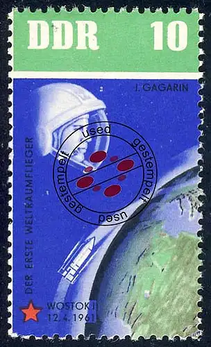 927 Sow. Weltraumflüge Gagarin+Wostok 10 Pf O