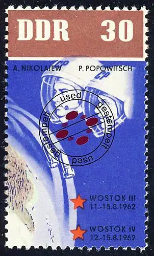 931 Soviet. Vols spatiaux Nikolaev+Popovitch 30 Pf O