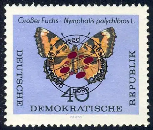 1008 Schmetterlinge Großer Fuchs 40 Pf O