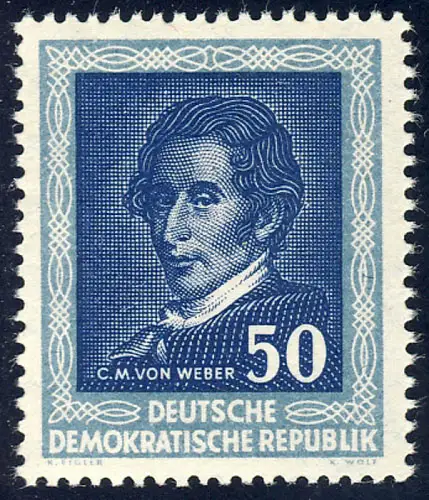 310 YI Handelfest 50 Pf Carl Maria von Weber Wz.2 Yl **