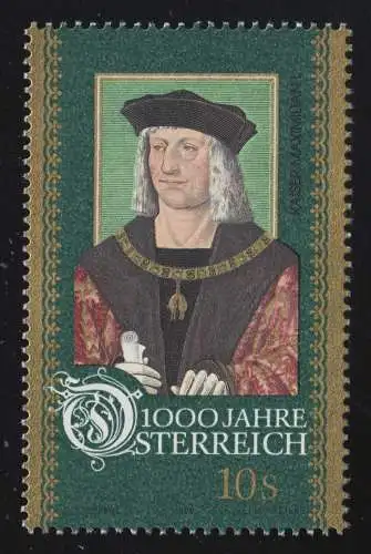 2201 1000 Jahre Österreich, Kaiser Maximilian I., 10 S ** aus Block 12