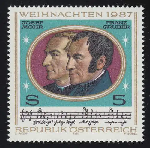 1908 Weihnachten, Josef Mohr & Franz Xaver Gruber, Autoren Stille Nacht, 5 S **