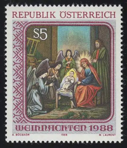 1943 Weihnachten, Heilige Familie, Engel, Weihnachtsikone, 5 S, postfrisch **