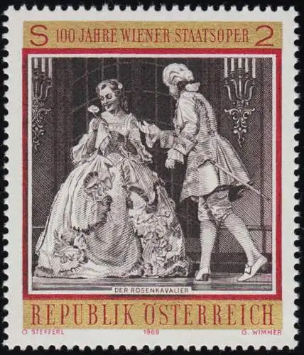 1300 100 J. Wiener Staatsoper, der Rosenkavalier, R. Strauss 2 S, postfrisch  **