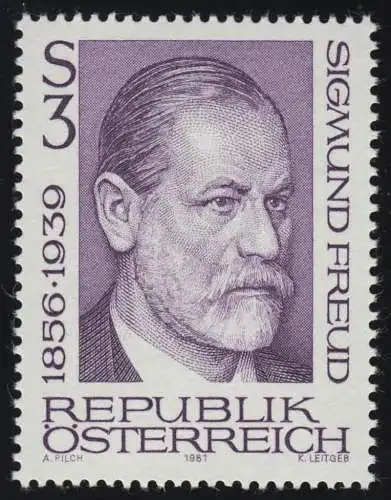 1668 125. Geburtstag, Sigmund Freud, Begründer Psychoanalyse, 3 S, postfrisch **