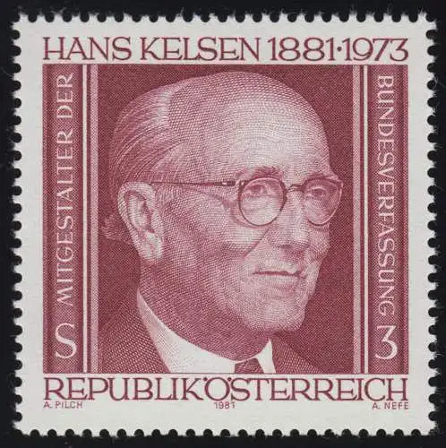 1684 100. Geburtstag, Hans Kelsen, Staatsrechtler, 3 S, postfrisch **