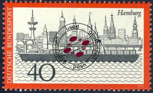 761 Fremdenverkehr Hamburg 40 Pf O gestempelt