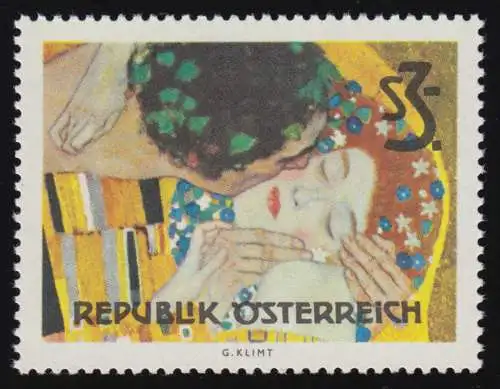 1154 Re-ouvert. Sécession viennoise, Le baiser de Gustav Klimt, 3 S post-fraîchissement **