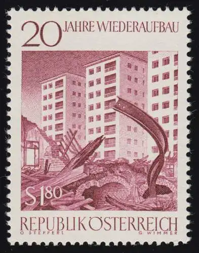 1179 20 J. Wiederaufbau, Neubauten hinter Häuserruinen, 1.80 S, postfrisch **