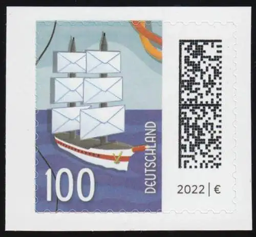 3653I Monde des lettres: courrier 100 cents, autocollant en FB 115I, **