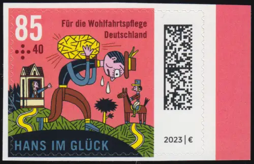 3750 Hans im Glück 85 centimes, autocollant en feuille 123 ** post-fraîchissement