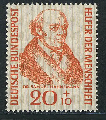 224 Aide de l'humanité 20+10 Pf Dr Samuel Hahnemann, frais de port **