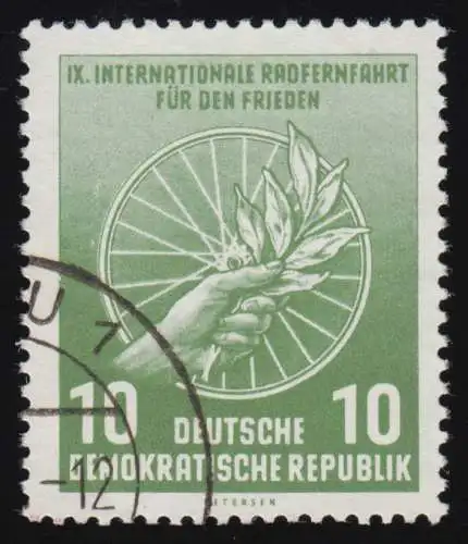 521b Radrennfahrt 10 Pf, gestempelt O