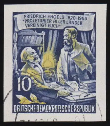 486B YII Friedrich Engels 10 Pf UNGEZÄHNT aus Block 13 O