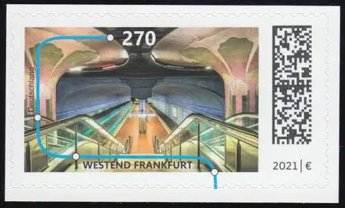 3628 U-Bahn-Station: Westend Frankfurt, 10 Einzelmarken sk neutrale Folie, **