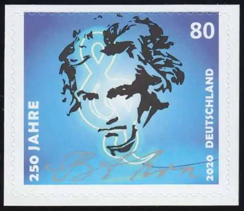 3520 Ludwig van Beethoven, autocollant sur film neutre, 10 timbres individuels **