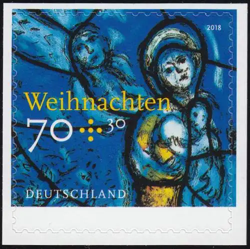 3422 Weihnachten Kirchenfenster, selbstkl. neutrale Folie, 10 Einzelmarken **