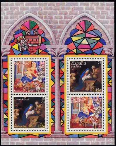 Block 56II Weihnachten 2001 - dickes Papier, gelbe Fluoreszenz, postfrisch **