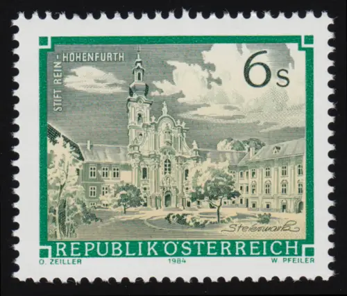 1792 Marque libre: Stylos + Monastères d'Autriche, Stift Rhein-Hautefurth, 6 S, **