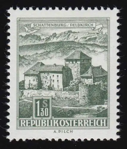 1232 Freimarke: Bauwerke, Schattenburg in Feldkirch /Vorarlberg, 1.30 S, **